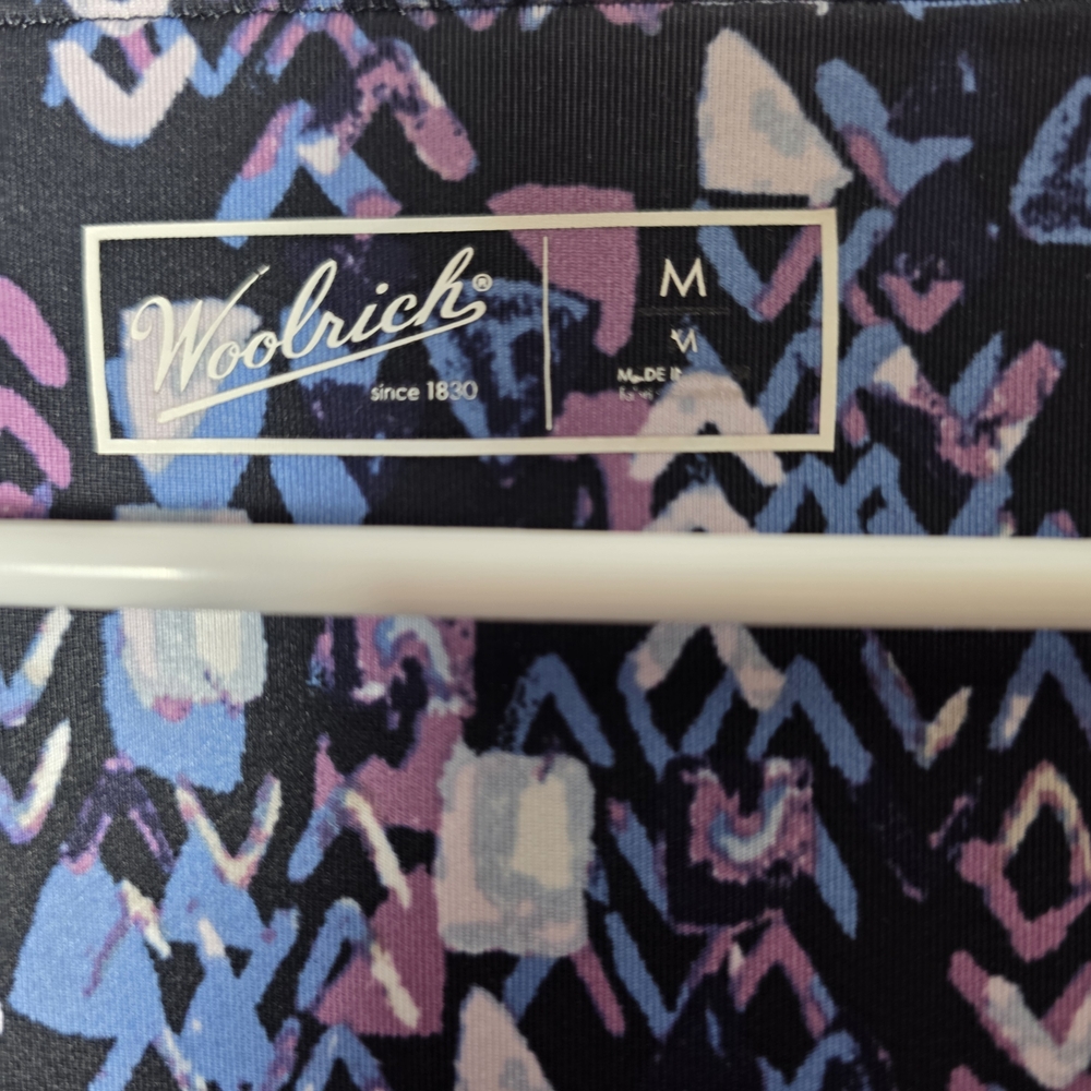 Woolrich Fit & Flare Dress Medium Navy Abstract Print Sleeveless V Neck Summer - Picture 4 of 4
